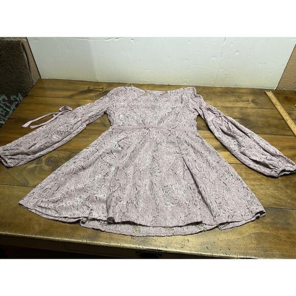 FREE PEOPLE WOMEN'S LILAC CROCHET LACE LONG SLEEVE RUBY DRESS Size XS - Picture 13 of 13